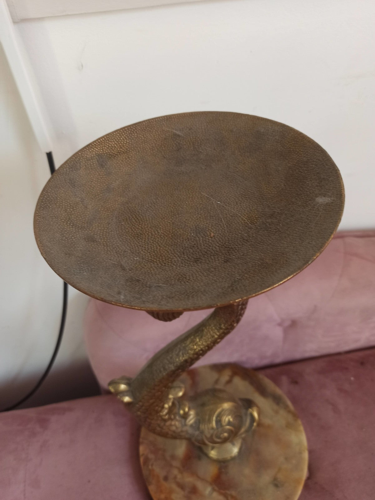 Bougeoir vintage métal doré poisson style provençal milieu XXe déco rétro