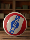 Autocollant ancien Casino rond vintage rétro pub déco, logo bleu rouge