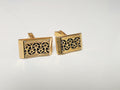 Pair of vintage enameled cufflinks, antique gold plated, retro accessory