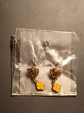 Boucles d’oreilles vintage pendantes jaune doré, deadstock, style rétro ancien