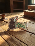 Pin's publicitaire ancien Chatel vintage, badge émaillé rongeur logo rétro