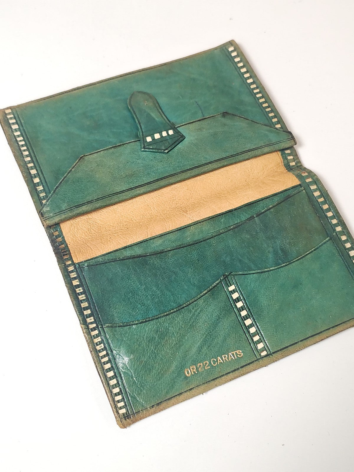 Vintage grand portefeuille ancien plaqué or 22 carats accessoire rétro collectio