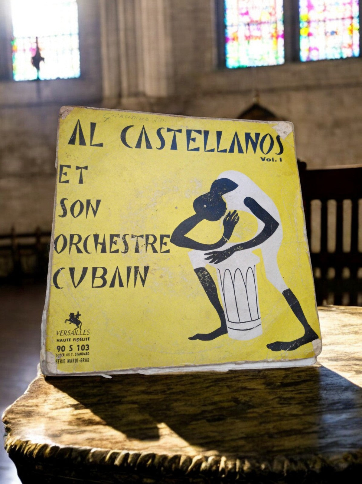 Vinyle 45 tours Al Castellanos Vol.1 pochette jaune vintage orchestre cubain