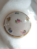 Boîte ronde ancienne Limoges vintage, fleurs peintes, bord doré, France rare