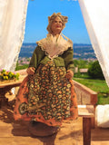 Santon ancien Provence argile Oréoux robe fleurie costume traditionnel