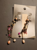Paire de boucles d’oreilles vintage pendantes bronze perles deadstock ancien
