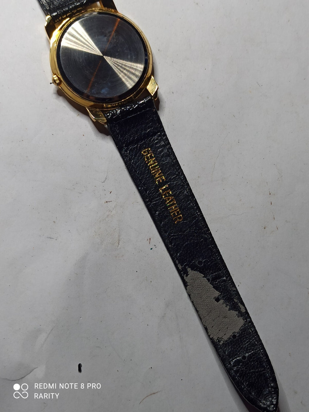 Montre homme Bauchard quartz, cadran blanc doré, bracelet noir, pile à changer