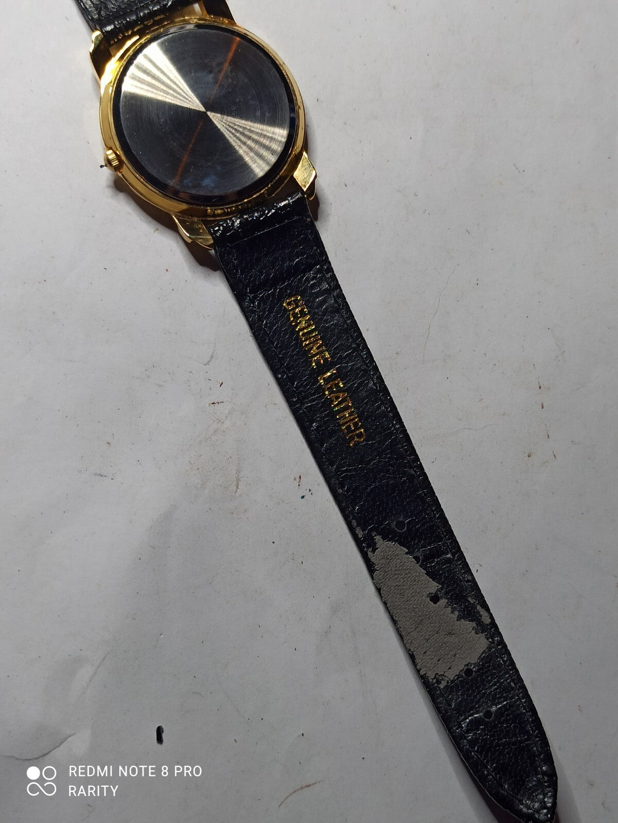 Montre homme Bauchard quartz, cadran blanc doré, bracelet noir, pile à changer