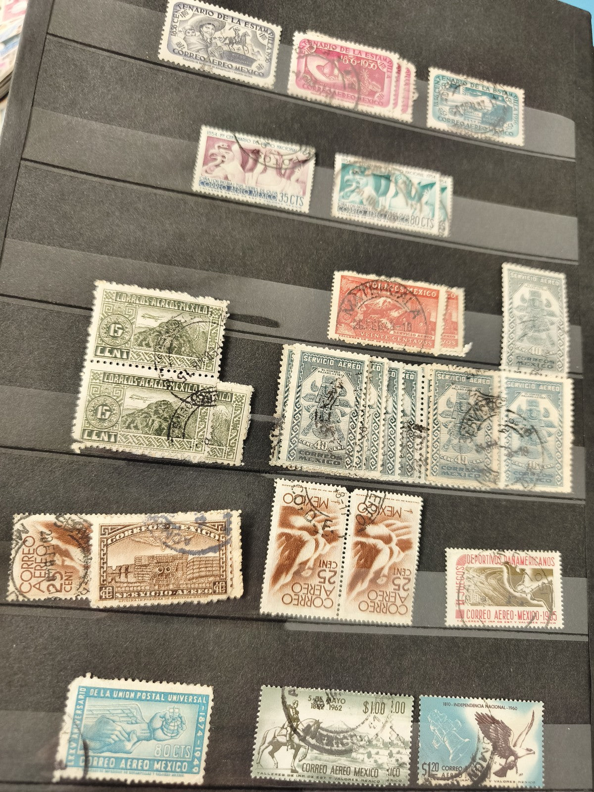 Lot anciens timbres Mexique oblitérés collection philatélie variés couleurs