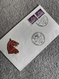 Lettre oblitérée Allemagne 1971 CHIO Aachen timbres 3pf cheval philatélie (Ref 2