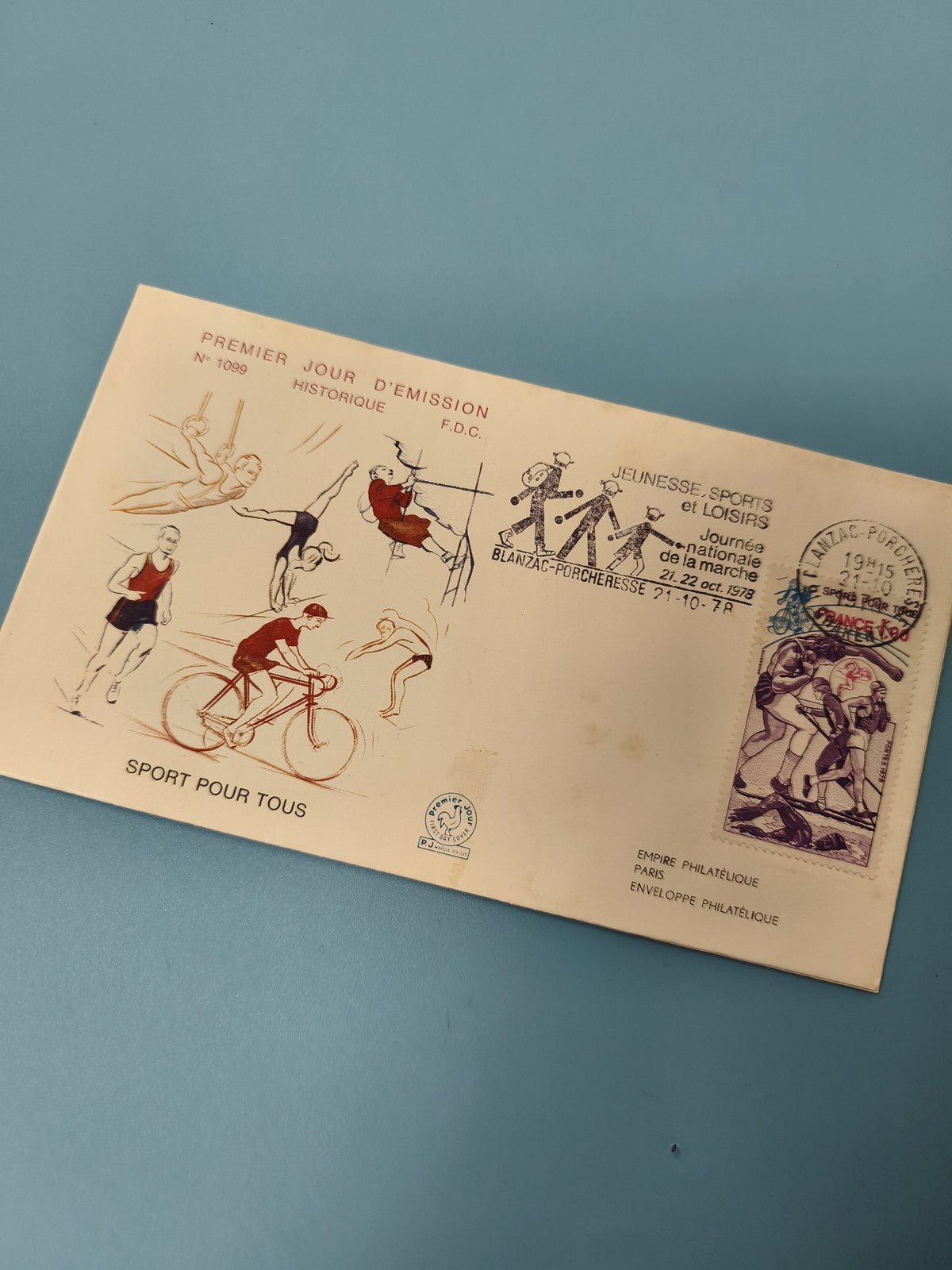Enveloppe premier jour d?émission FDC Sport pour tous illustrée timbre sport