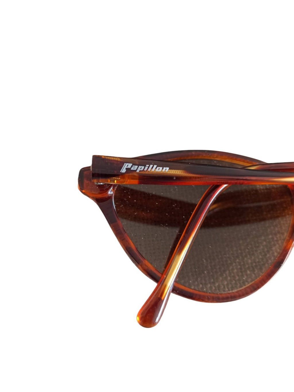 Lunettes de soleil Papillon vintage écaille avec étui cuir vert rétro
