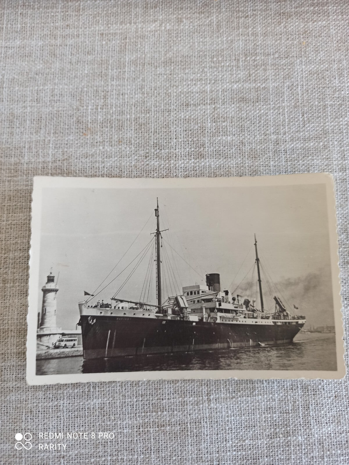 Carte postale ancienne paquebot maritime vintage noir et blanc navire port