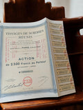 Action Tissages de Soieries Réunis 1951 ancienne au porteur coupon vintage