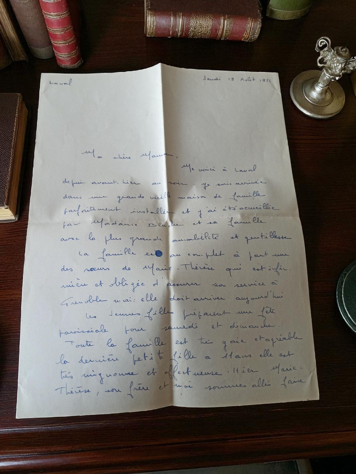 Lettre manuscrite ancienne 1954 post-WW2 à sa mère vintage collection papier