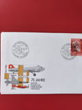 Enveloppe philatélie 75 Jahre Aviatik Flugplatz Dübendorf avion Swiss Air