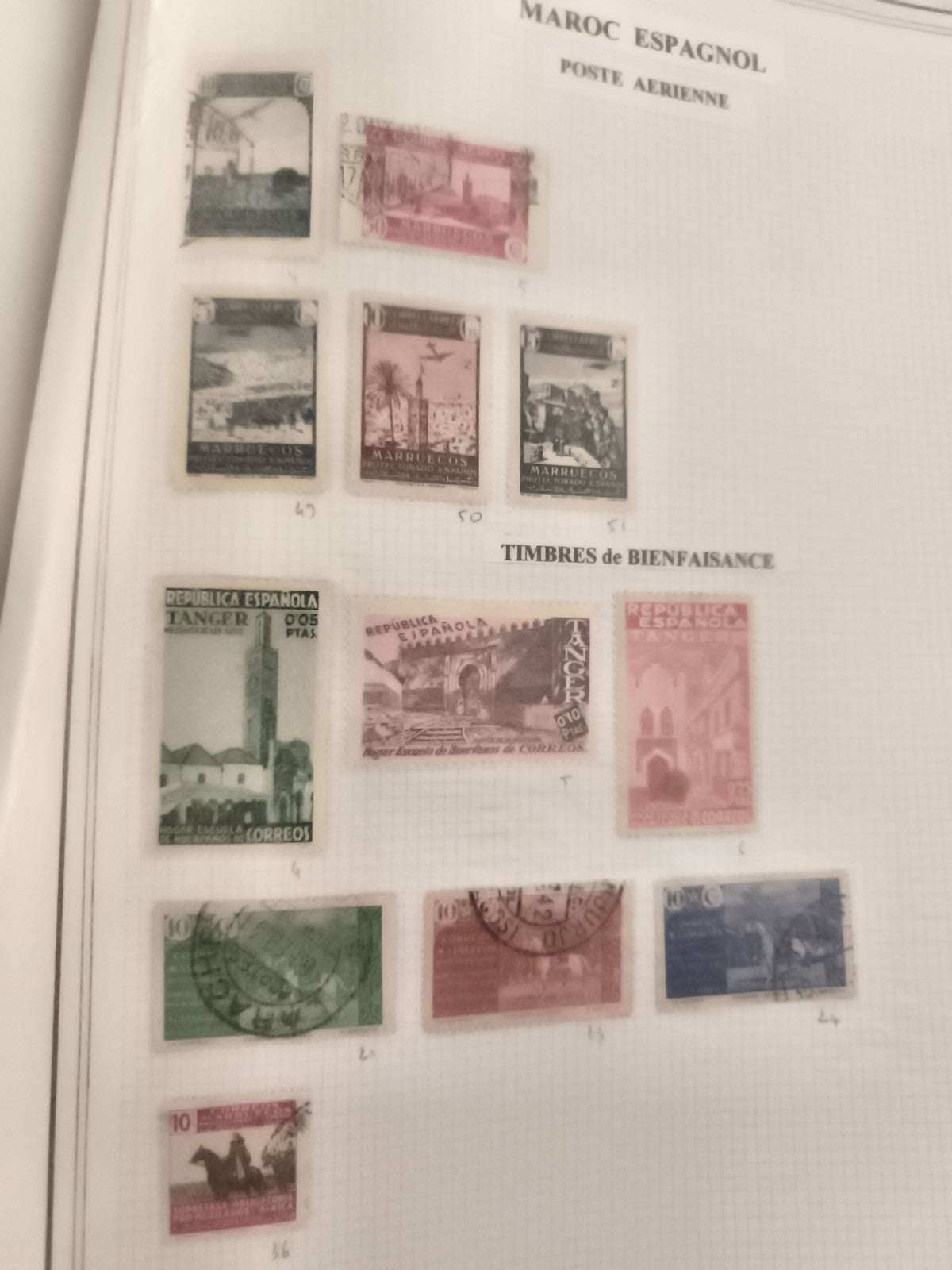Timbres Maroc Espagnol poste aérienne et bienfaisance anciens lot philatélie