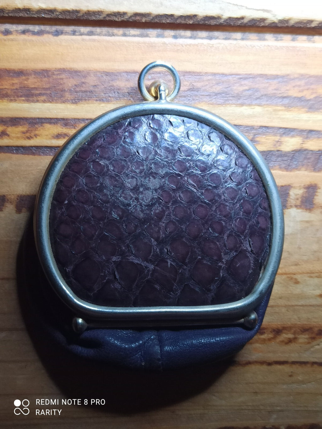 Porte-monnaie vintage années 1920, peau de serpent, monture métal argenté