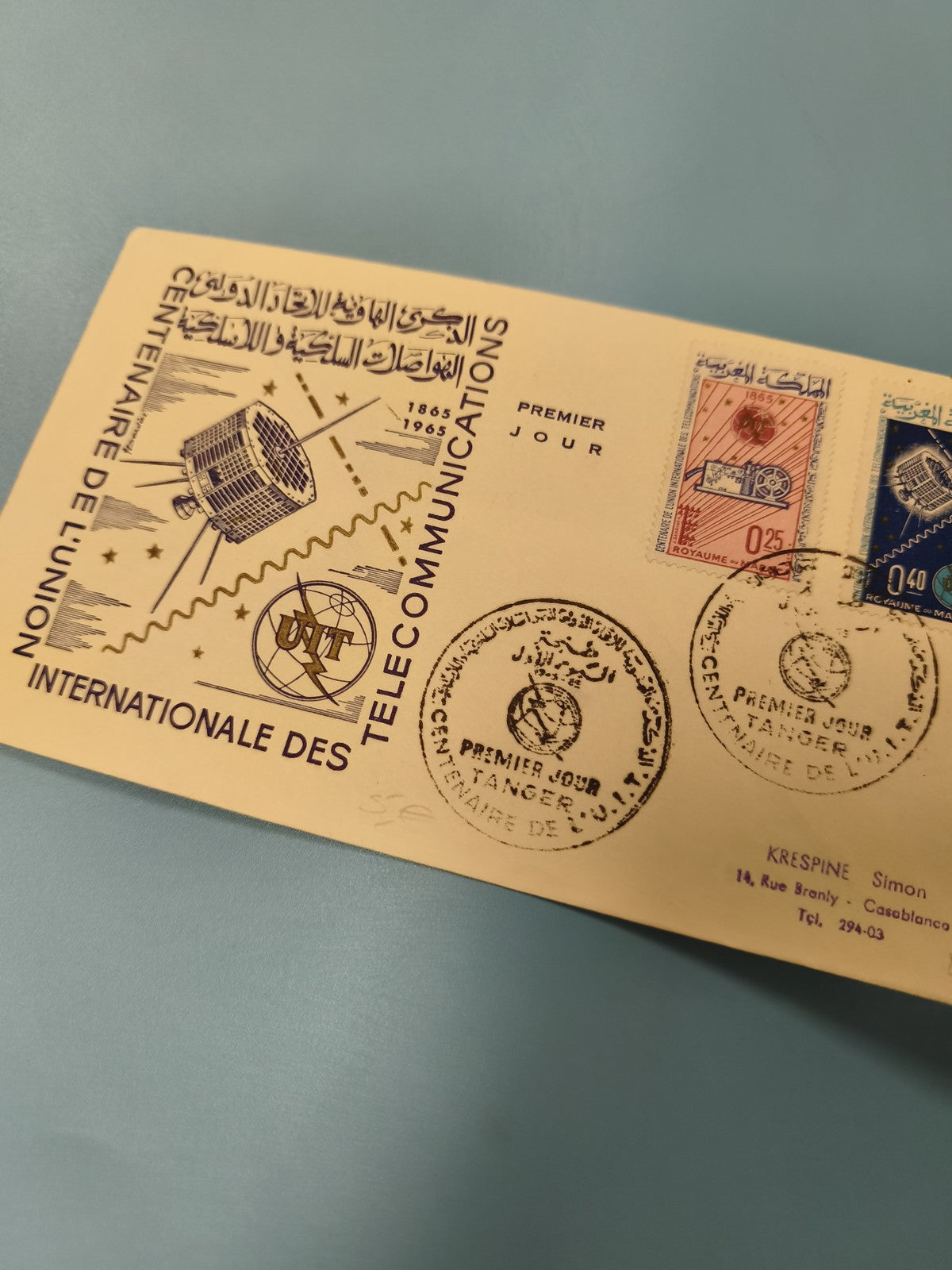Enveloppe FDC premier jour Centenaire Union Internationale Télécommunications 19