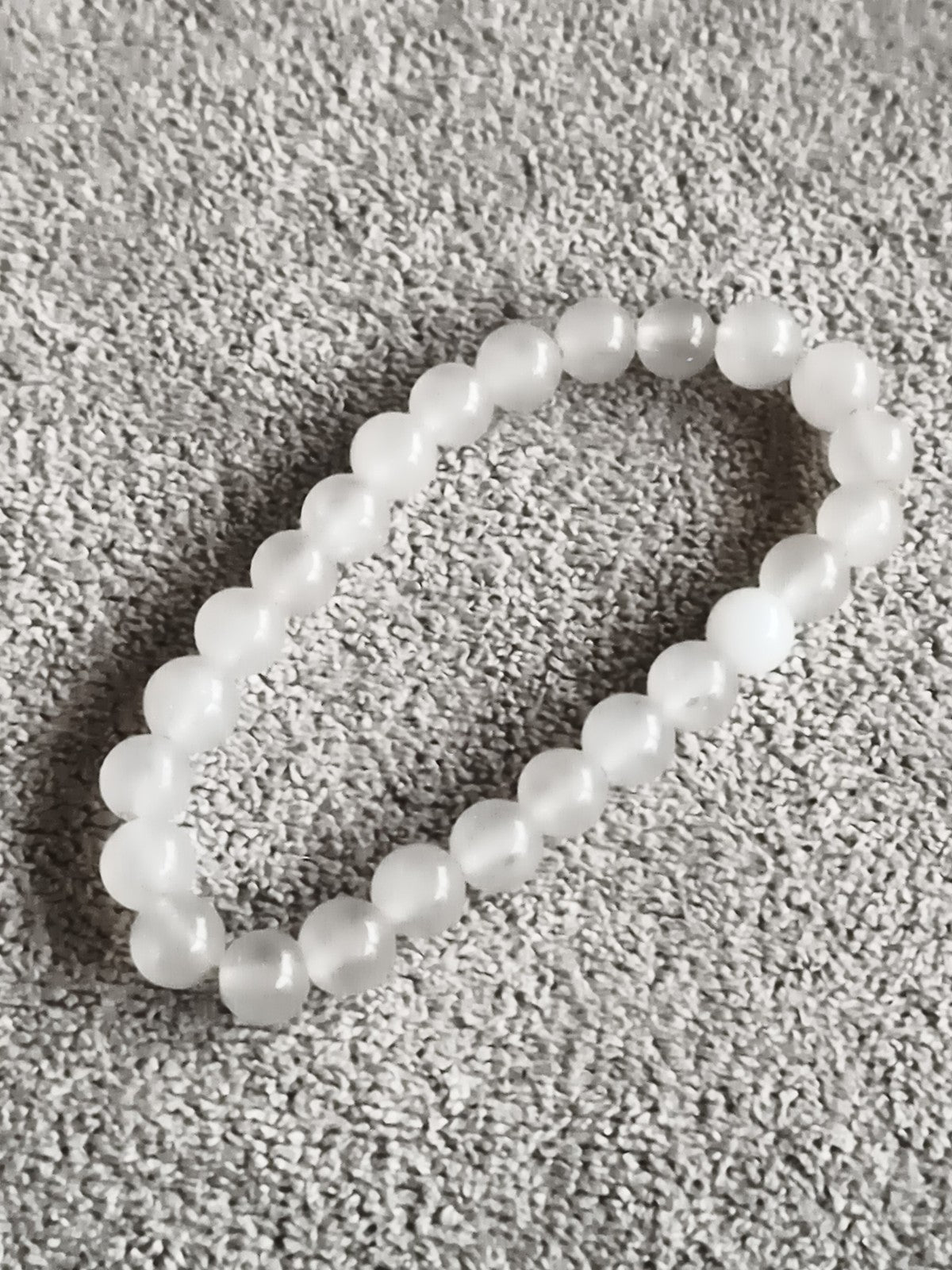 Bracelet perles blanches pierres naturelles élastique femme homme