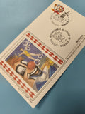 Enveloppe premier jour Monaco cirque, timbre clown, festival Monte-Carlo FDC
