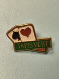 Vintage pin's Tapis Vert jeu de cartes c?ur et pique ancien collection casino
