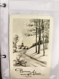 Carte postale ancienne Bonne Année 1954 hiver neige village CPA vintage