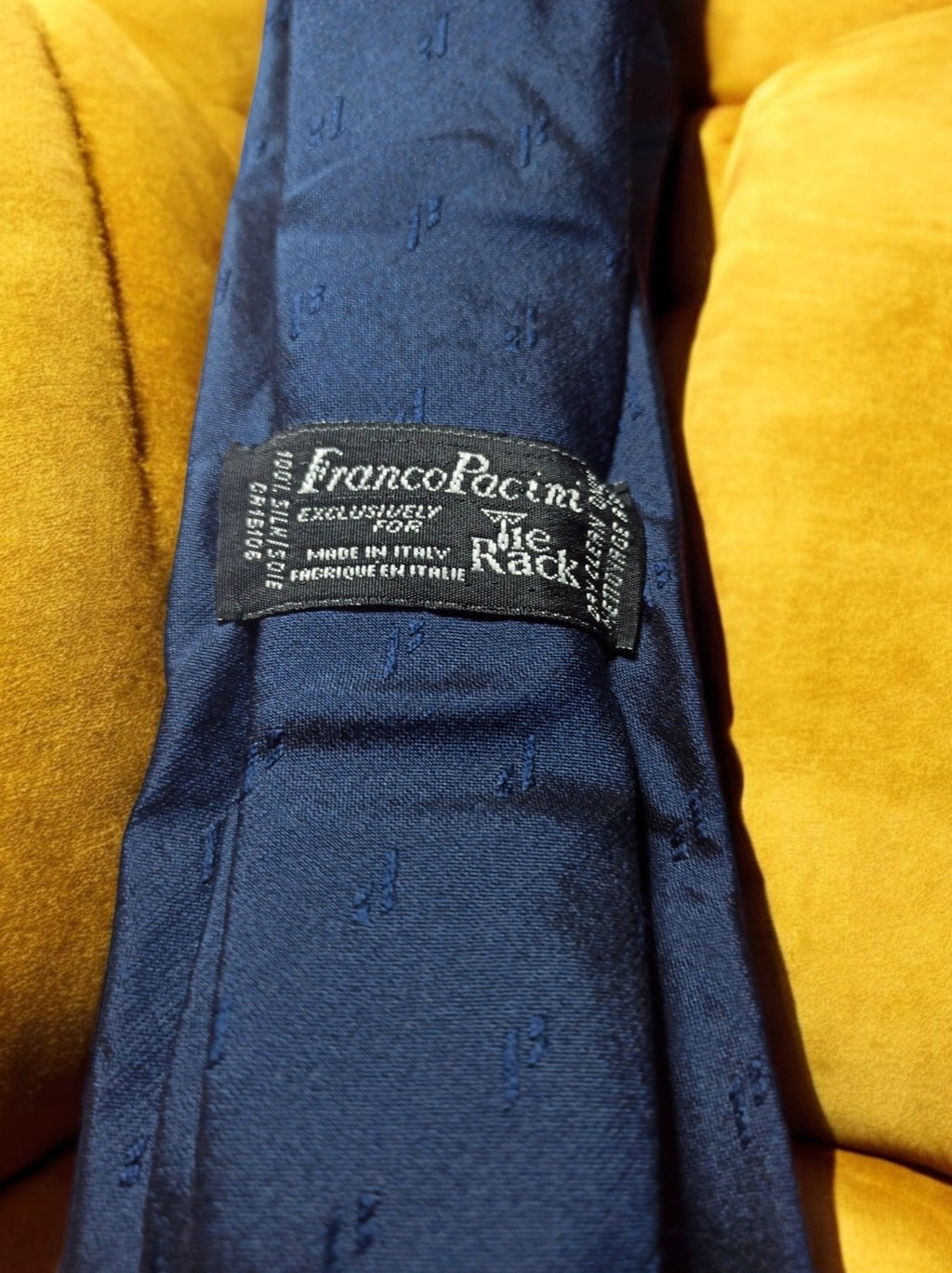 Cravate vintage Franco Pacini bleu marine motif discret élégante rétro