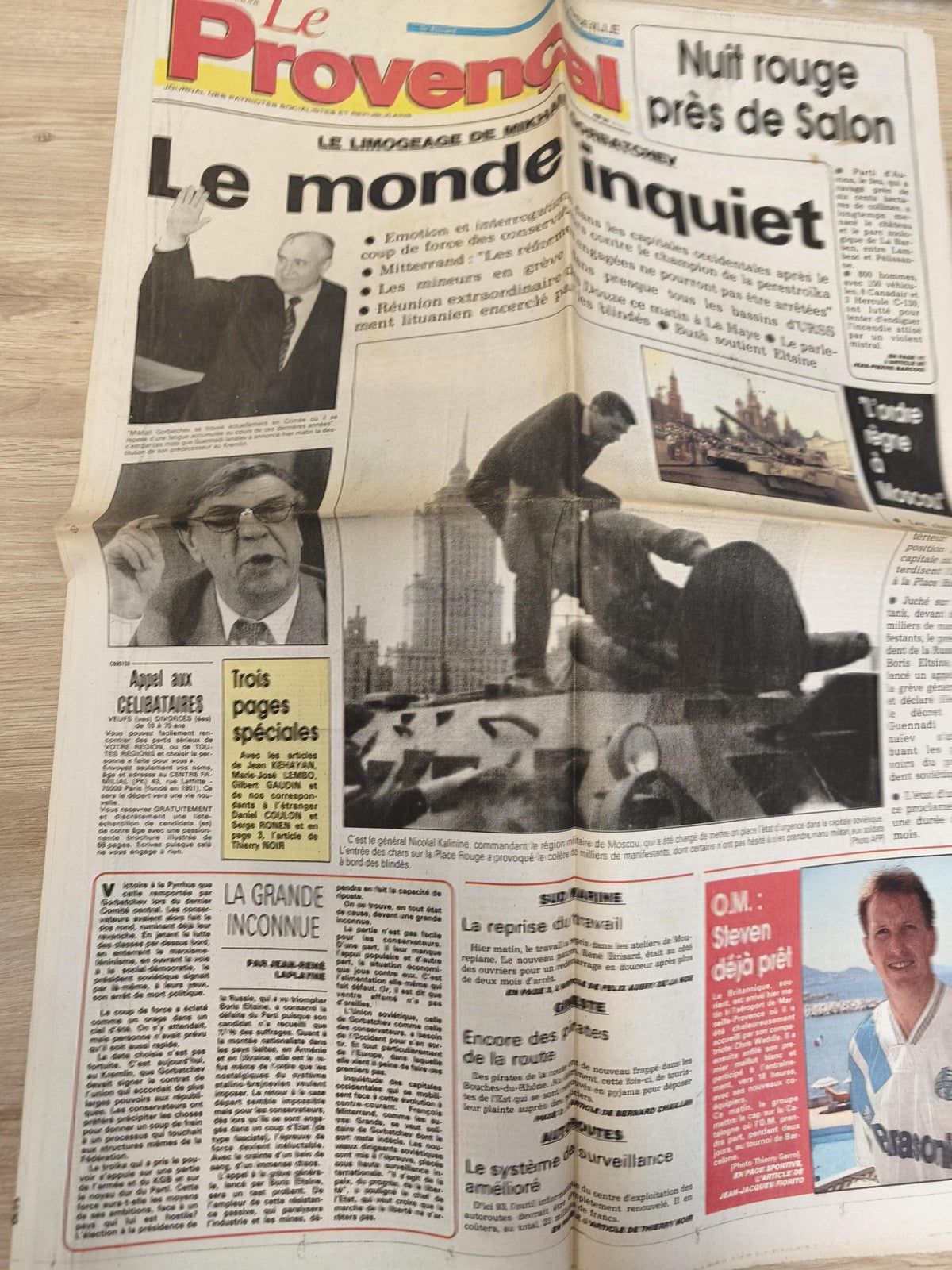 Ancien journal Le Provençal OM Olympique de Marseille vintage années 90 foot