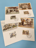 Lot 5 cartes postales timbrées paysages et intérieurs Liechtenstein philatélie