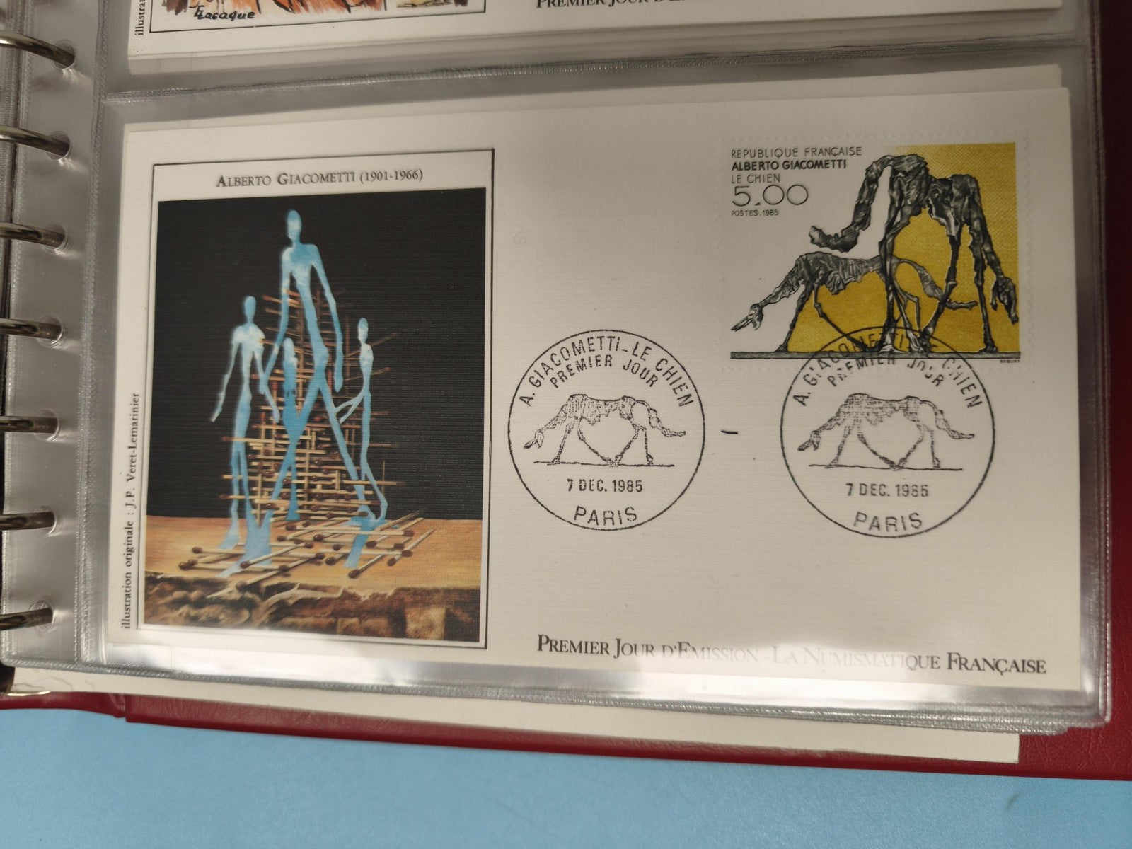 Enveloppe premier jour FDC Alberto Giacometti Le Chien 1985 Paris timbre illustr