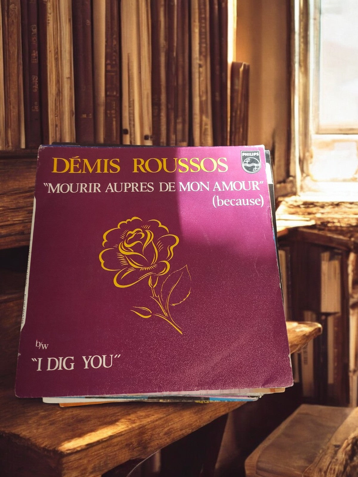 Vinyle 45T Demis Roussos ancien Philips rétro "Mourir auprès de mon amour"