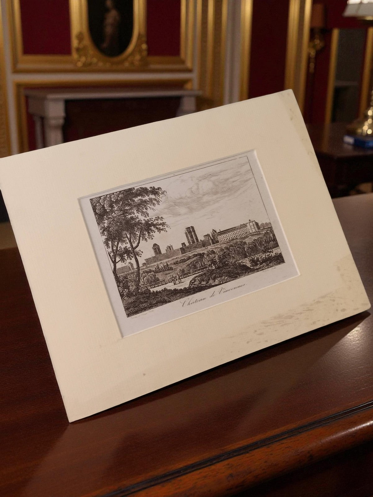 Gravure ancienne Château de Vincennes, art graphique vintage, vue rétro