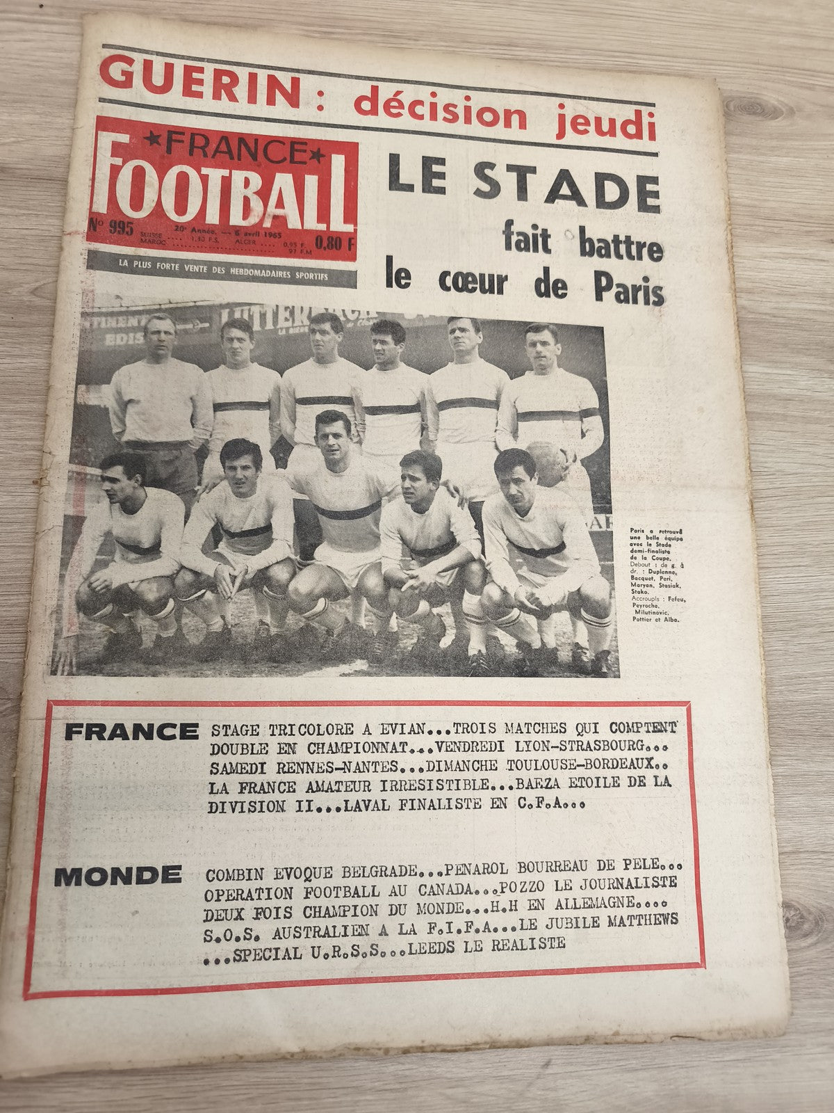 Ancien journal France Football 1963 OM Marseille Une rare vintage collection