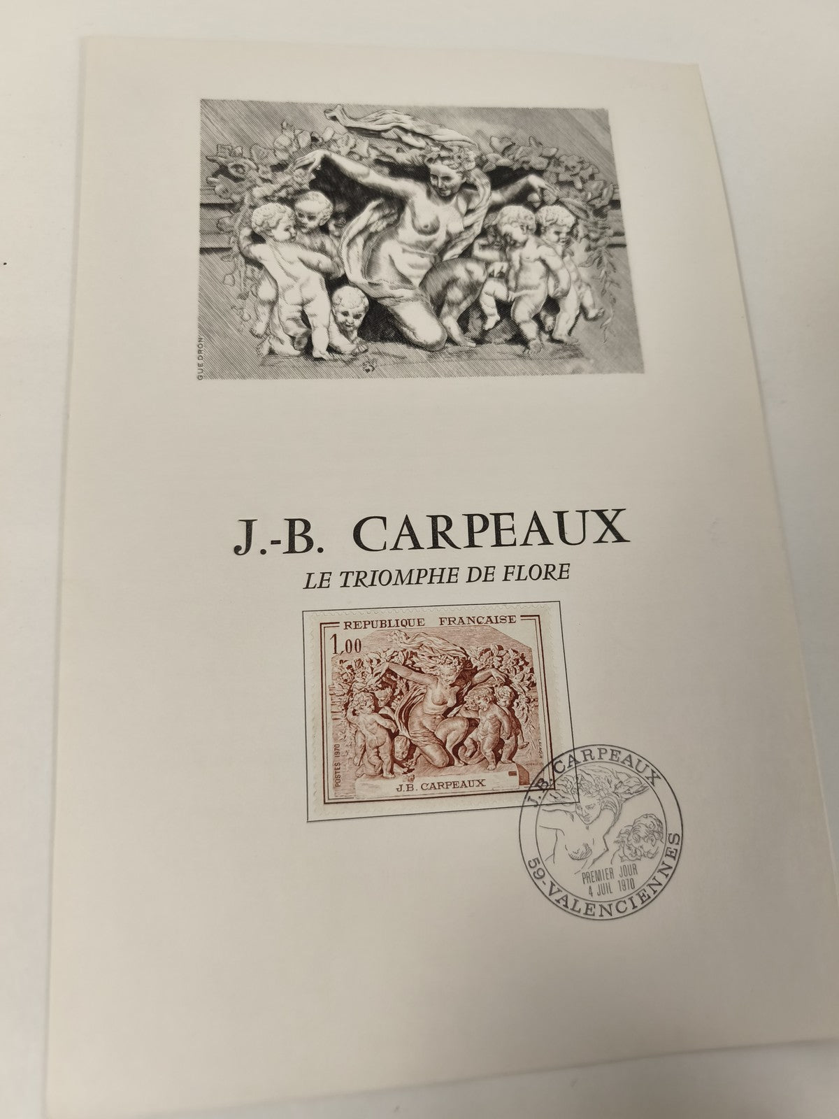 Timbre France J.B. Carpeaux Le Triomphe de Flore 1,00F oblitéré, illustration