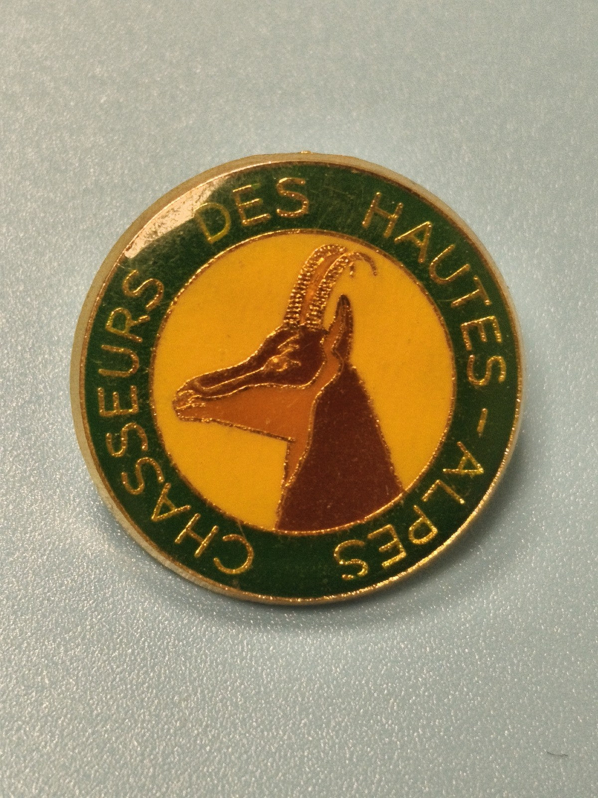 Vintage pin's Chasseurs des Hautes-Alpes émaillé rond chamois collection