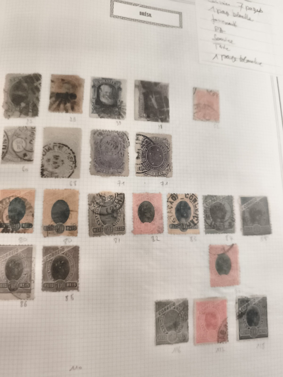 Timbres anciens Brésil XIXe siècle oblitérés philatélie vintage lot