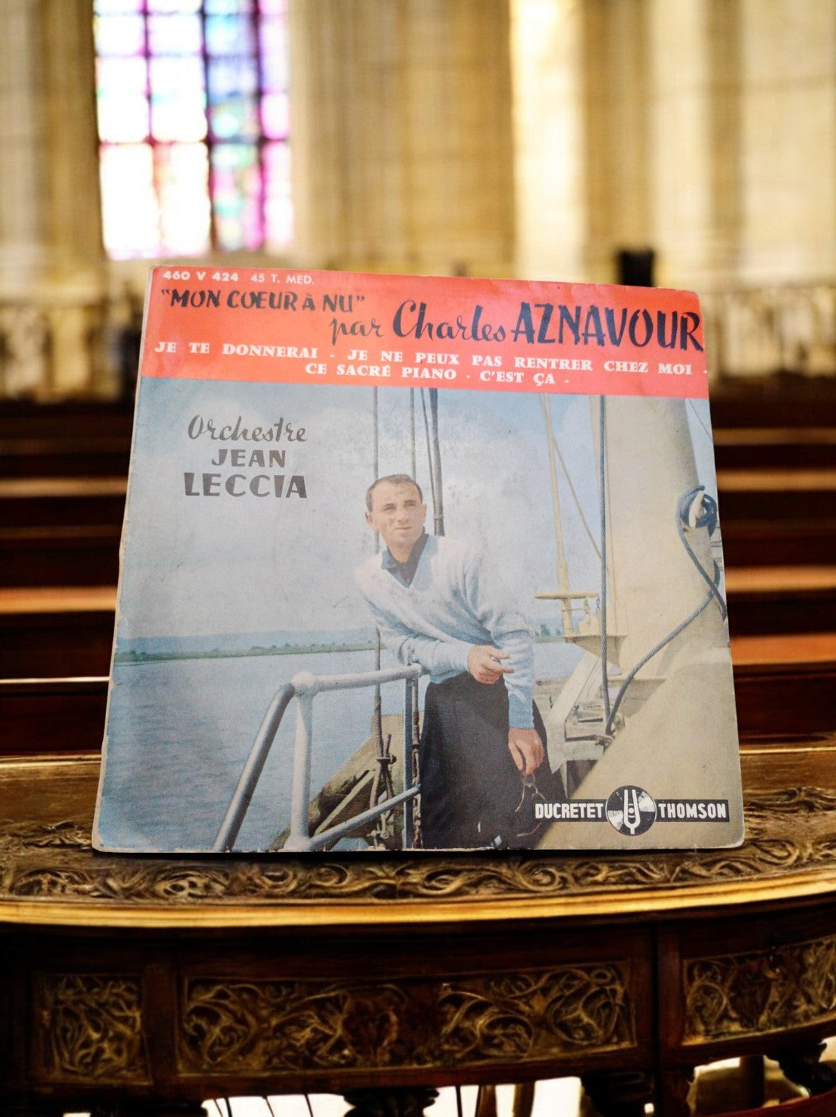 Vinyle 45 tours Charles Aznavour Mon Cœur à Nu vintage Ducretet Thomson