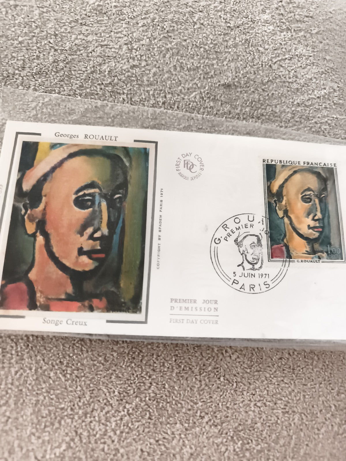 Lettre FDC 1971 Georges Rouault Songe Creux Premier Jour Paris philatélie