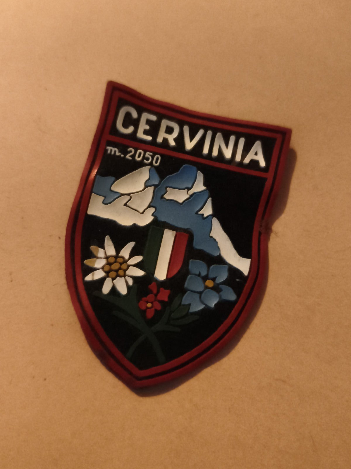 Écusson ancien Cervinia m.2050 brodé montagne fleurs vintage badge ski