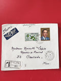 Enveloppe philatélie affranchie timbres Maroc, recommandé, Par Avion
