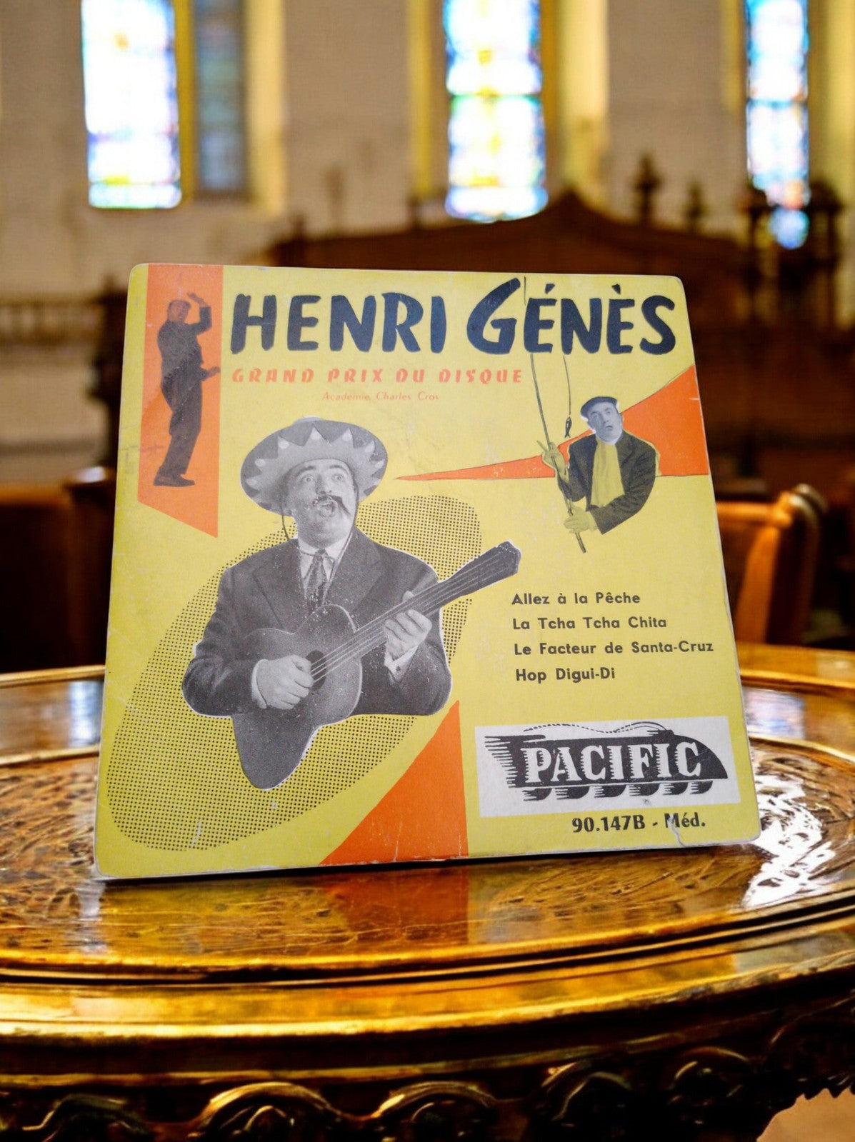 Disque vinyle 45 tours Henri Génès Pacific vintage rétro pochette illustrée