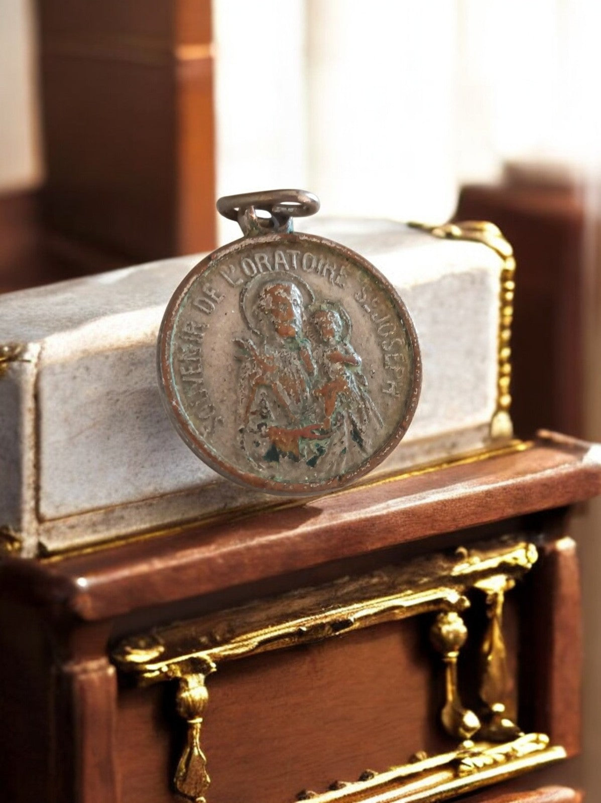 Médaille religieuse St Joseph ancienne métal | oratoire | pendentif vintage rare