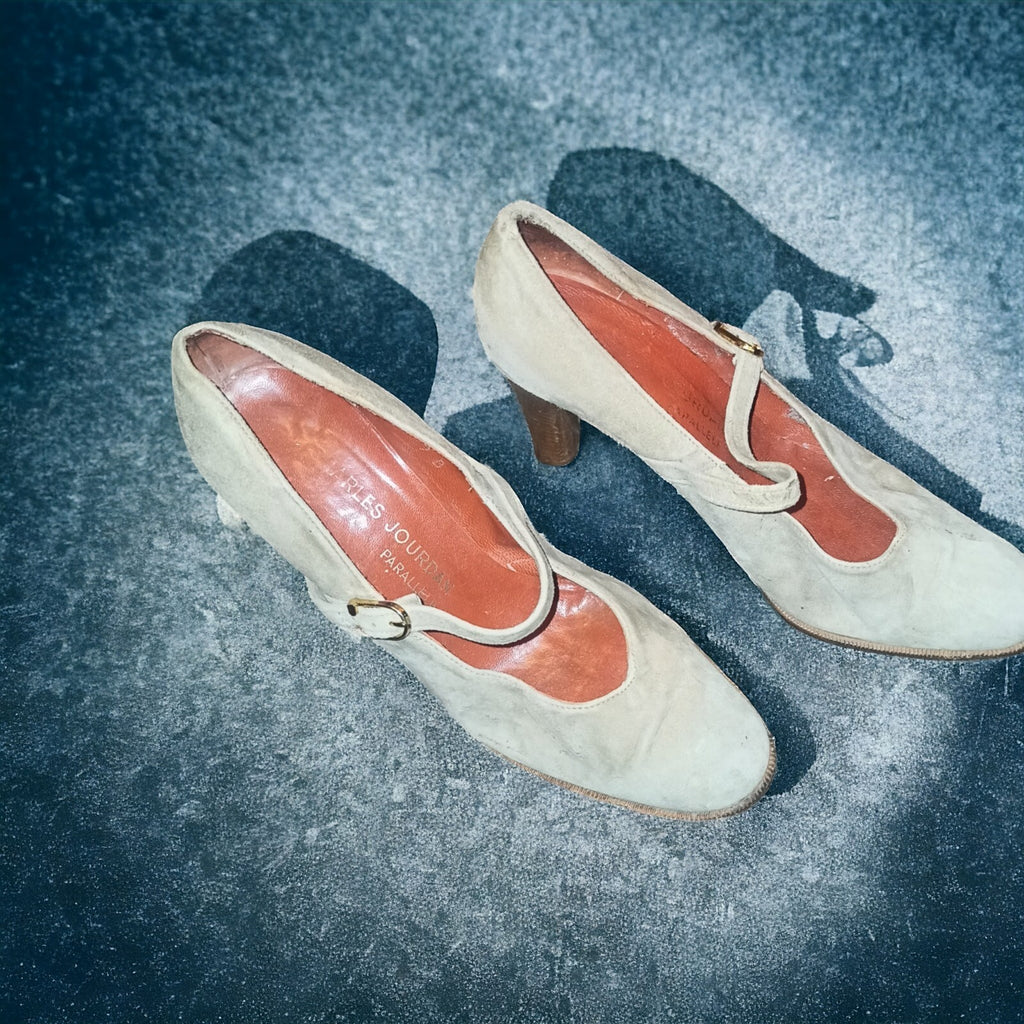 Escarpins femme Charles Jourdan blancs bride rétro T38, chaussures à talon