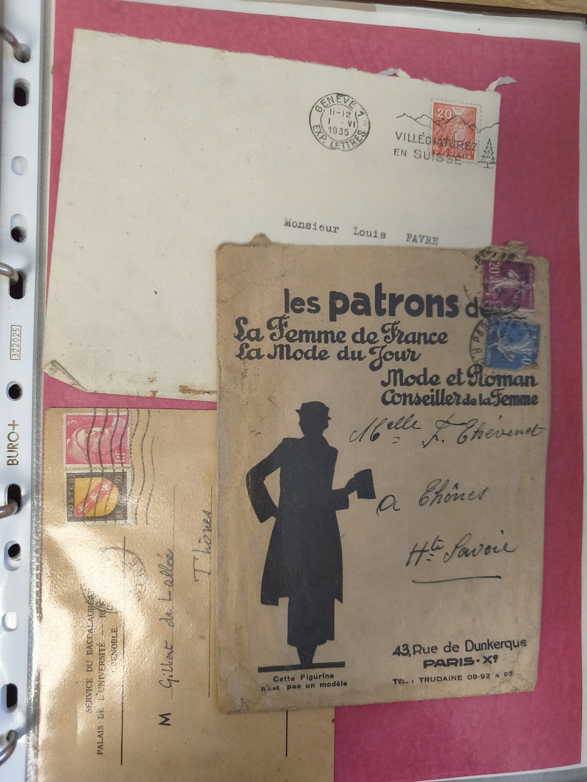 Lot anciennes enveloppes philatélie années 1930-40, tampons et timbres d'époque
