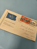 Enveloppe premier jour ONU FDC timbre Hunger drapeau bleu écriture manuscrite