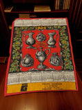 Calendrier torchon vintage Gitem Aubagne 1984, foulard publicitaire ancien