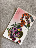 Carte postale Bonne Année fleurs panier fer à cheval CPA