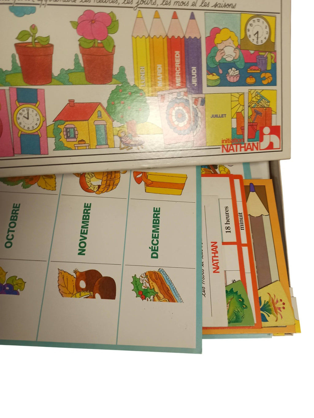 Vintage jeu de société Découvrir l'heure et le temps ancien éducatif rétro
