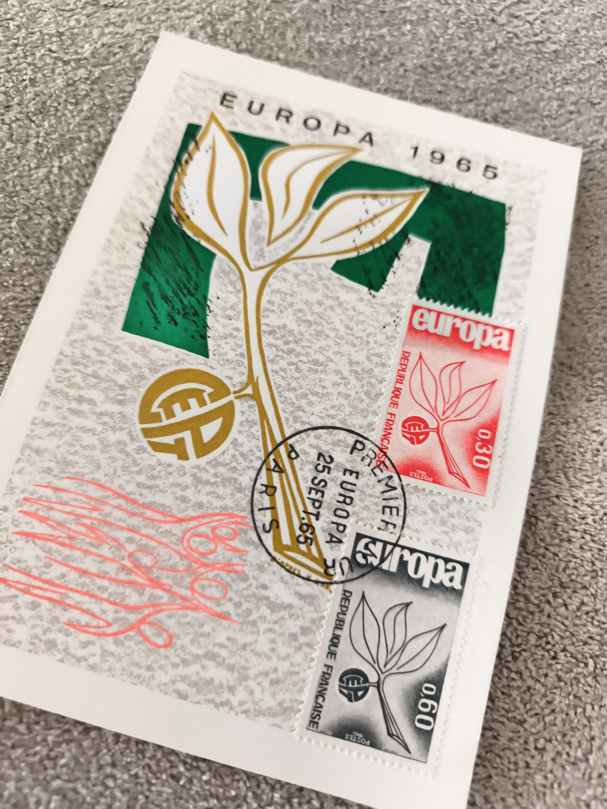Carte Premier Jour Europa 1965 France, timbres anciens philatélie FDC